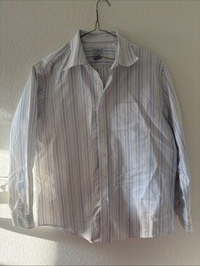 L.L. Bean Men’s Blue and White Striped Dress Shirt